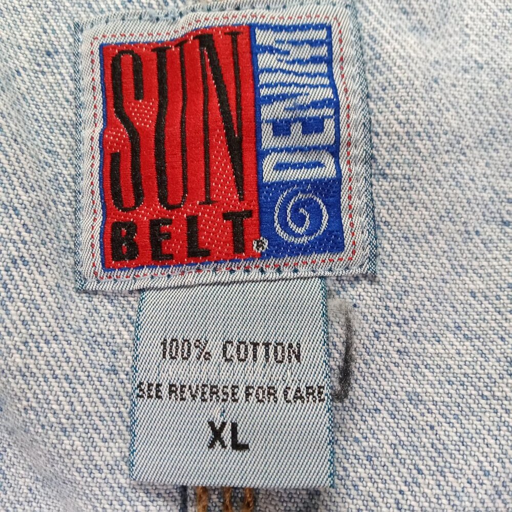 Vintage Sun Belt Denim Chore Coat Women XL Barn Jacket Embroidered Trees Cabin - Picture 13 of 15
